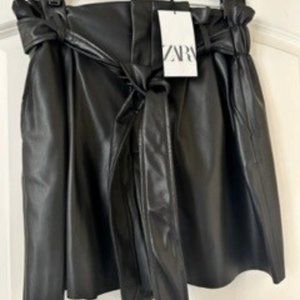 Zara faux Leather Paper bag shorts NWT size XL